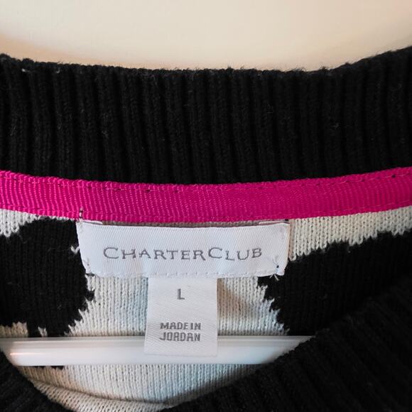 Charter Club Womens Black Sheep Sweater Size Large Princess Diana - Picture 4 of 4